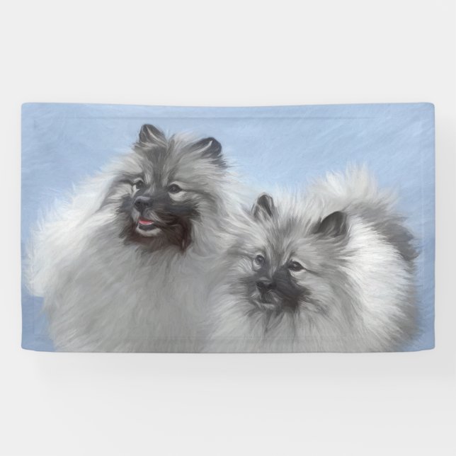 Keeshond Pair of Kees Painting Original Animal Art Banner (Horizontal)