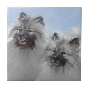 Keeshond Pair of Kees Painting Original Animal Art Fliese