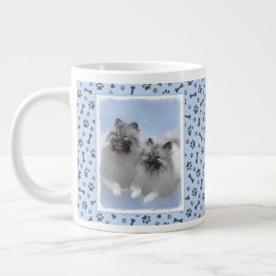 Keeshond Pair of Kees Painting Original Animal Art Jumbo-Tasse