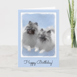 Keeshond Pair of Kees Painting Original Animal Art Karte