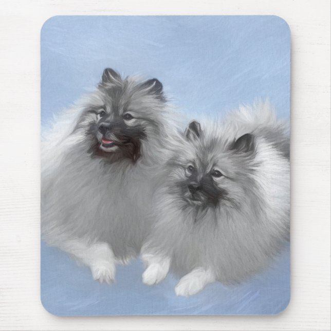 Keeshond Pair of Kees Painting Original Animal Art Mousepad (Vorne)
