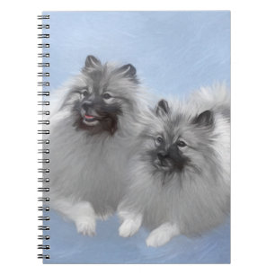Keeshond Pair of Kees Painting Original Animal Art Notizblock
