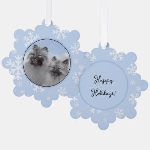 Keeshond Pair of Kees Painting Original Animal Art Ornament Karte