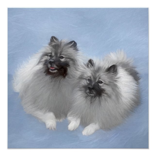 Keeshond Pair of Kees Painting Original Animal Art Poster (Vorderseite)