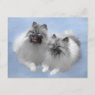Keeshond Pair of Kees Painting Original Animal Art Postkarte