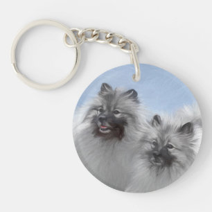 Keeshond Pair of Kees Painting Original Animal Art Schlüsselanhänger
