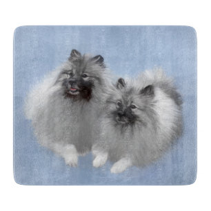 Keeshond Pair of Kees Painting Original Animal Art Schneidebrett