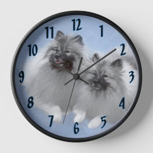 Keeshond Pair of Kees Painting Original Animal Art Uhr