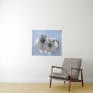 Keeshond Pair of Kees Painting Original Animal Art Wandteppich