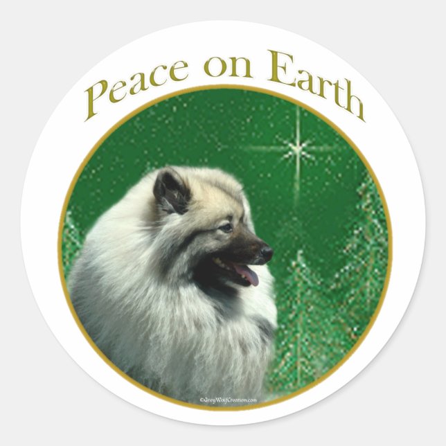 Keeshond Peace Runder Aufkleber (Vorderseite)
