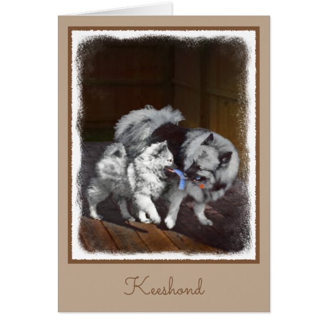 Keeshond Playtime Malerei - Niedliche Original Dog (Vorne)