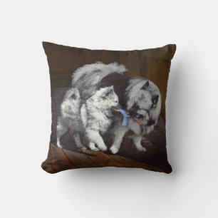 Keeshond Playtime Malerei - Niedliche Original Dog Kissen