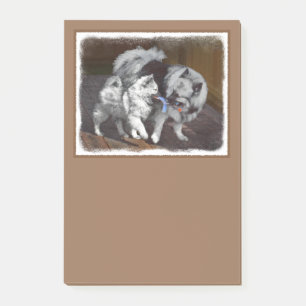 Keeshond Playtime Malerei - Niedliche Original Dog Post-it Klebezettel