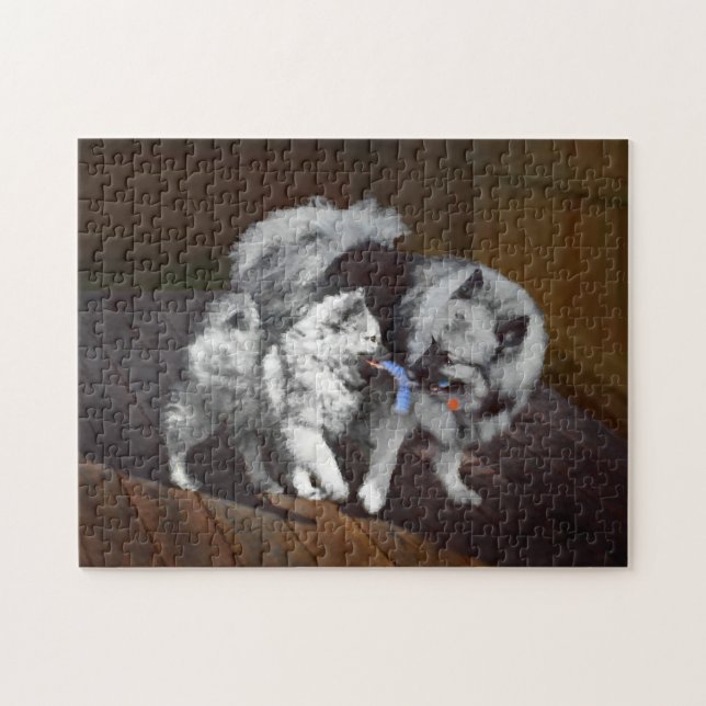 Keeshond Playtime Malerei - Niedliche Original Dog Puzzle (Horizontal)