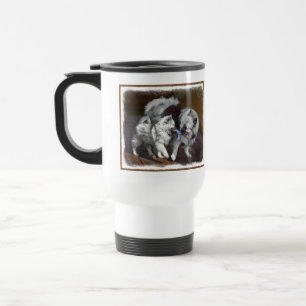 Keeshond Playtime Malerei - Niedliche Original Dog Reisebecher