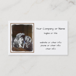 Keeshond Playtime Malerei - Niedliche Original Dog Visitenkarte