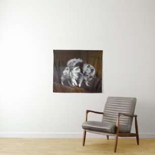 Keeshond Playtime Malerei - Niedliche Original Dog Wandteppich