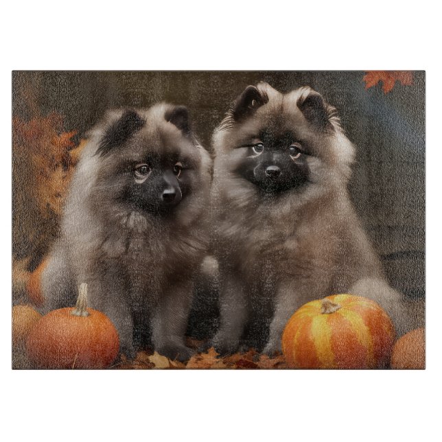 Keeshond Puppy Autumn Delight Pumpkin Schneidebrett (Vorderseite)