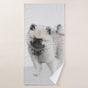 Keeshond Puppy Drawing - Cute Original Dog Art Badhandtuch Set