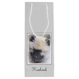 Keeshond Puppy Painting - Niedliche Original Dog A Geschenktüte Für Weinflaschen