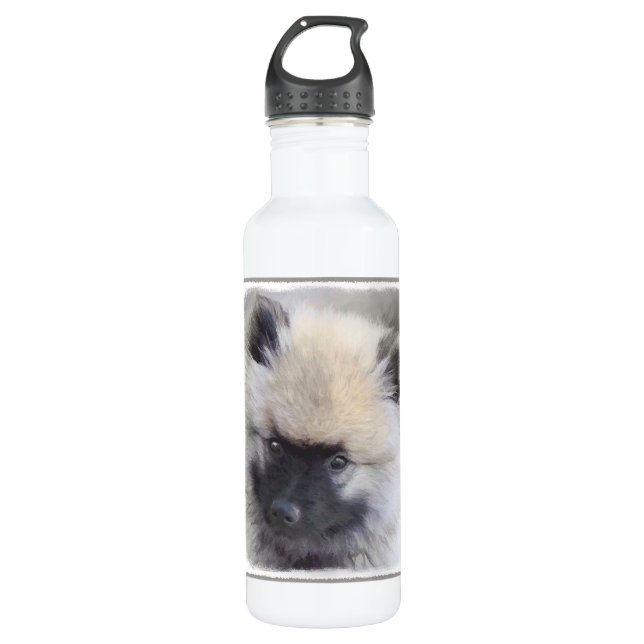 Keeshond Puppy Painting - Niedliche Original Dog A Trinkflasche (Vorderseite)