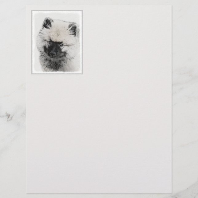 Keeshond Puppy Zeichne - Niedliche Original Hundek (Vorderseite)