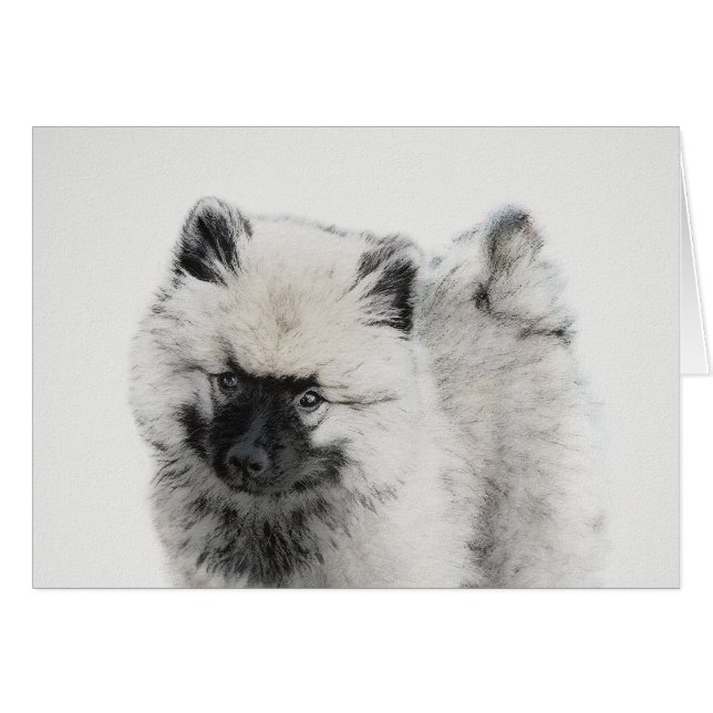 Keeshond Puppy Zeichnend - Niedliche Original Hund (Vorderseite (Horizontal))