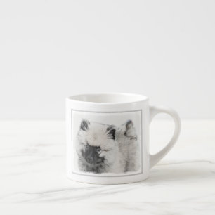 Keeshond Puppy Zeichnend - Niedliche Original Hund Espressotasse