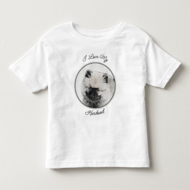 Keeshond Puppy Zeichnend - Niedliche Original Hund Kleinkind T-shirt (Vorderseite)