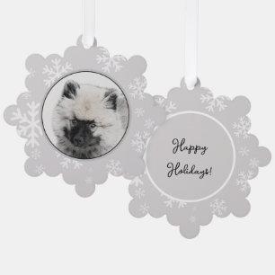 Keeshond Puppy Zeichnend - Niedliche Original Hund Ornament Karte