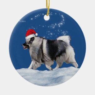 Keeshond-Sankt-Weihnachten Keramik Ornament