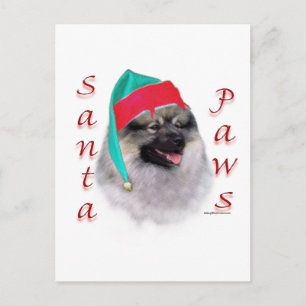 Keeshond Santa Paws Feiertagspostkarte