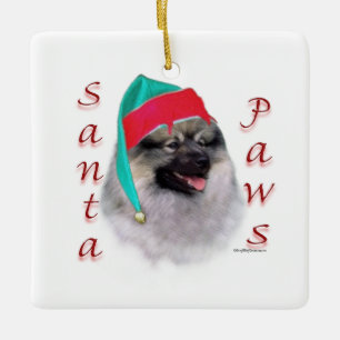 Keeshond Santa Paws Keramikornament