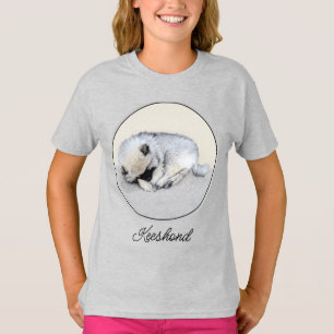 Keeshond Schlafendes Welpen-Gemälde Originale Hund T-Shirt