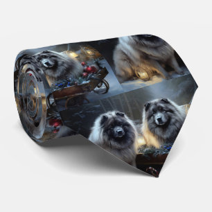 Keeshond Schneeschlitten Weihnachtsdekoration Krawatte
