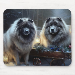Keeshond Schneeschlitten Weihnachtsdekoration Mousepad
