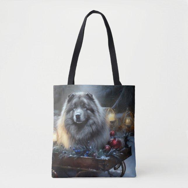 Keeshond Snowy Sleigh Weihnachtsdekor (Vorderseite)