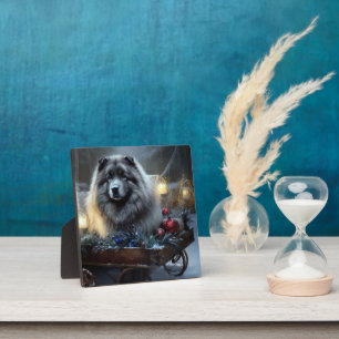 Keeshond Snowy Sleigh Weihnachtsdekor Fotoplatte