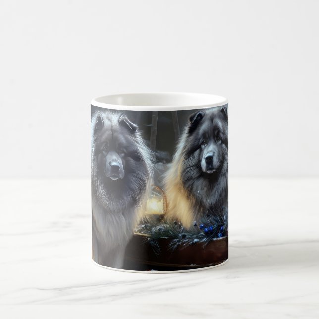 Keeshond Snowy Sleigh Weihnachtsdekor Kaffeetasse (Mittel)