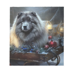 Keeshond Snowy Sleigh Weihnachtsdekor Notizblock