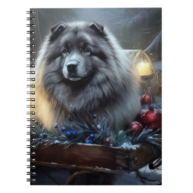 Keeshond Snowy Sleigh Weihnachtsdekor Notizblock (Vorderseite)
