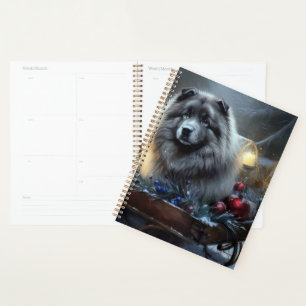 Keeshond Snowy Sleigh Weihnachtsdekor Planer