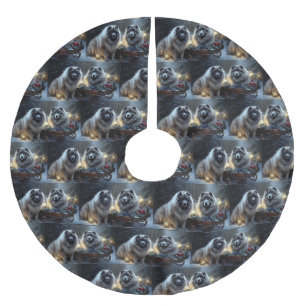 Keeshond Snowy Sleigh Weihnachtsdekor Polyester Weihnachtsbaumdecke
