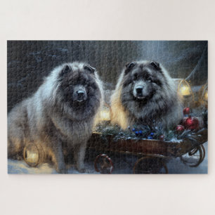 Keeshond Snowy Sleigh Weihnachtsdekor Puzzle