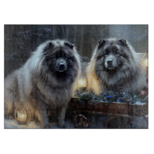 Keeshond Snowy Sleigh Weihnachtsdekor Schneidebrett