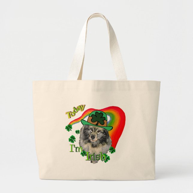 Keeshond St Patricks Day Jumbo Stoffbeutel (Vorne)