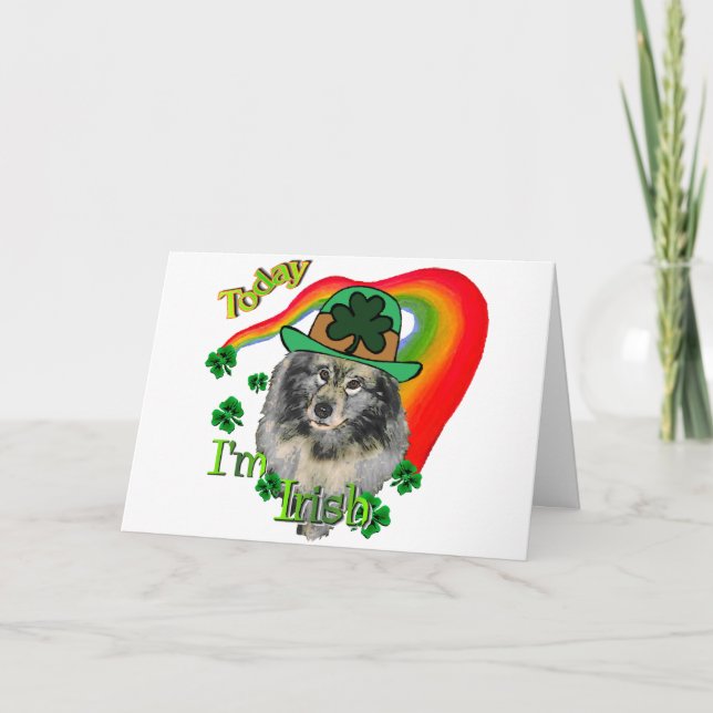 Keeshond St Patricks Day Karte (Vorderseite)