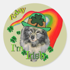 Keeshond St Patrick's Day Runder Aufkleber
