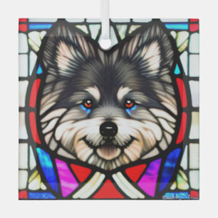 Keeshond "Stached Glass" Ornament Aus Glas
