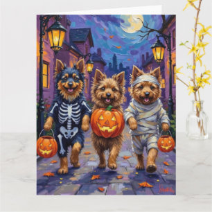 Keeshond Trick-or-Treating in Halloween-Kostümen Karte